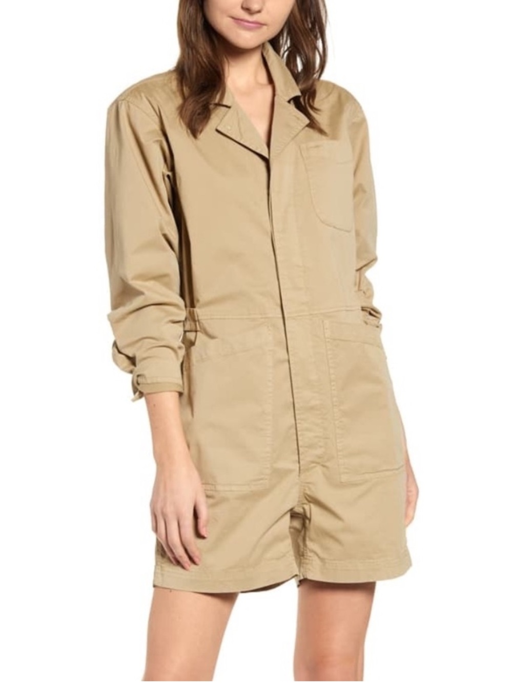 ALEX MILL utility khaki jumpsuit romper shorts workwear cotton size S